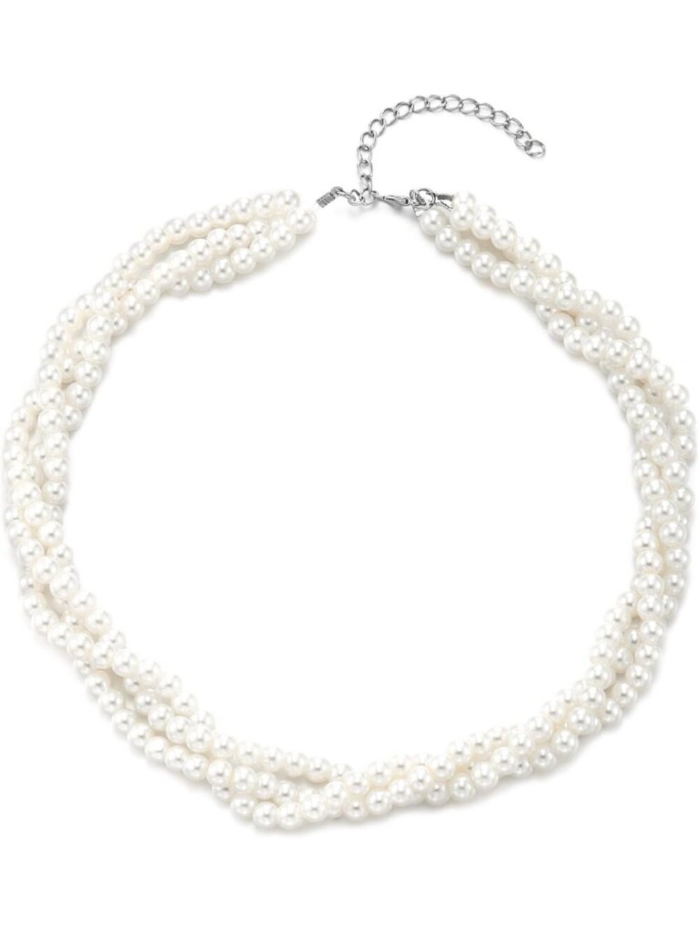 Elegant Twisted Pearl Choker Necklace | Faux Pearls Multi-Strand Bridal Jewelry